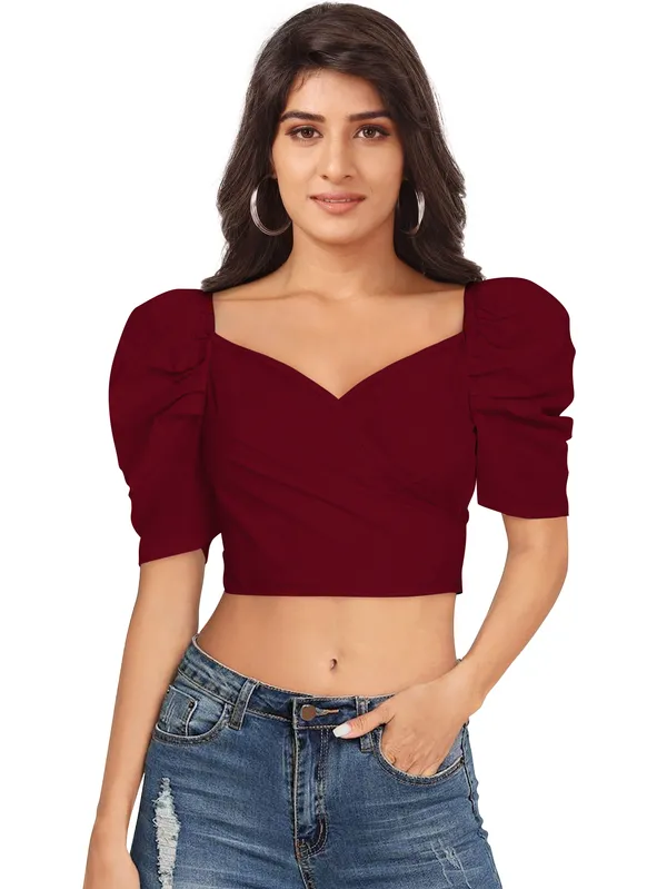 Maroon_Sweetheart_Neck_Stylish_Balloon_Sleeves_Top_For_Women
