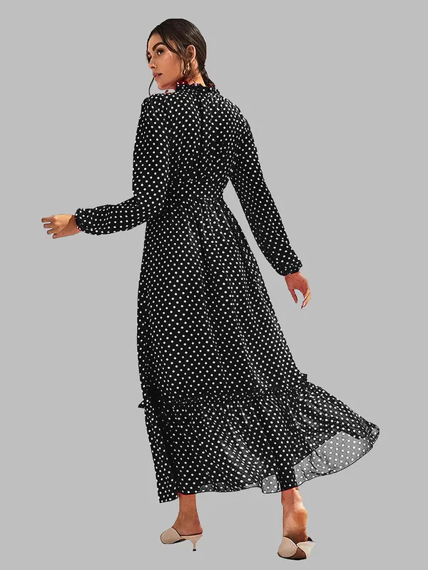 Black_Fashion_Elegant_Dress_V-Neck_Polka_Dot_Printed_Long_Sleeve_Casual_Loose_Cute_Dress_For_Women
