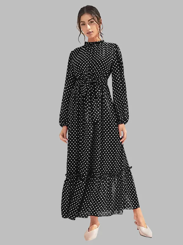 Black_Fashion_Elegant_Dress_V-Neck_Polka_Dot_Printed_Long_Sleeve_Casual_Loose_Cute_Dress_For_Women