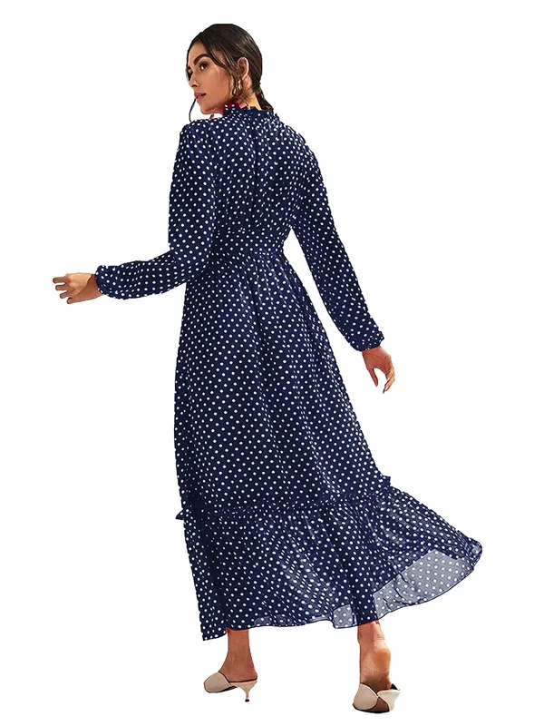 Blue_Fashion_Elegant_Dress_V-Neck_Polka_Dot_Printed_Long_Sleeve_Casual_Loose_Cute_Dress_For_Women