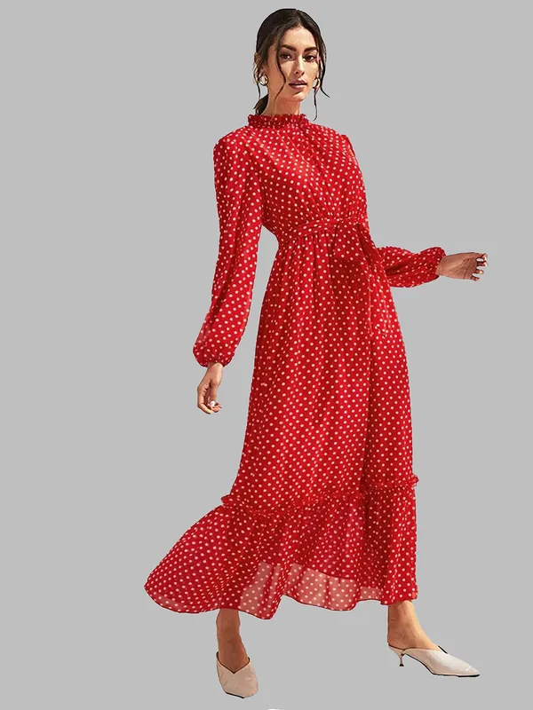 Red_Fashion_Elegant_Dress_V-Neck_Polka_Dot_Printed_Long_Sleeve_Casual_Loose_Cute_Dress_For_Women