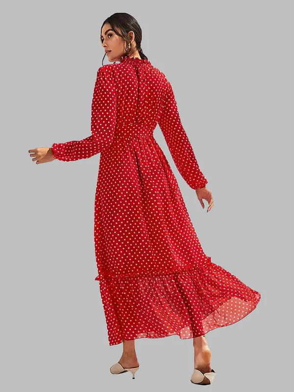 Red_Fashion_Elegant_Dress_V-Neck_Polka_Dot_Printed_Long_Sleeve_Casual_Loose_Cute_Dress_For_Women