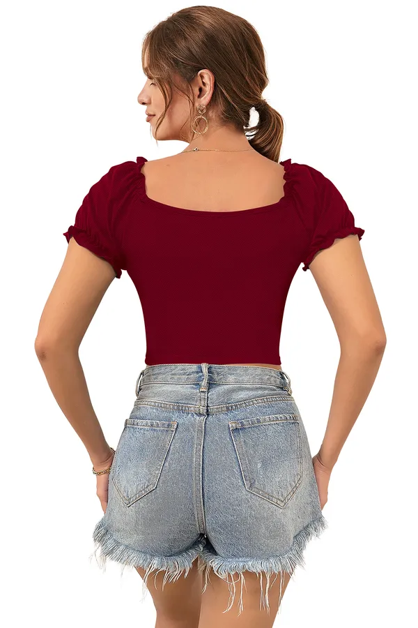 Maroon_Sweetheart_Neck_Stylish_Balloon_Sleeves_Top_For_Women