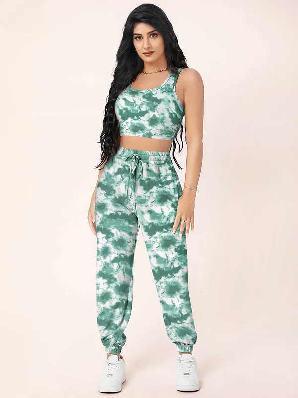 Green_Aesthetic_Bodies_Tie_Dye_Twisted_Knot_Round_Neck_&_Sleeveless_Pattern_Jogger_Co-Ord_Set_For_Women