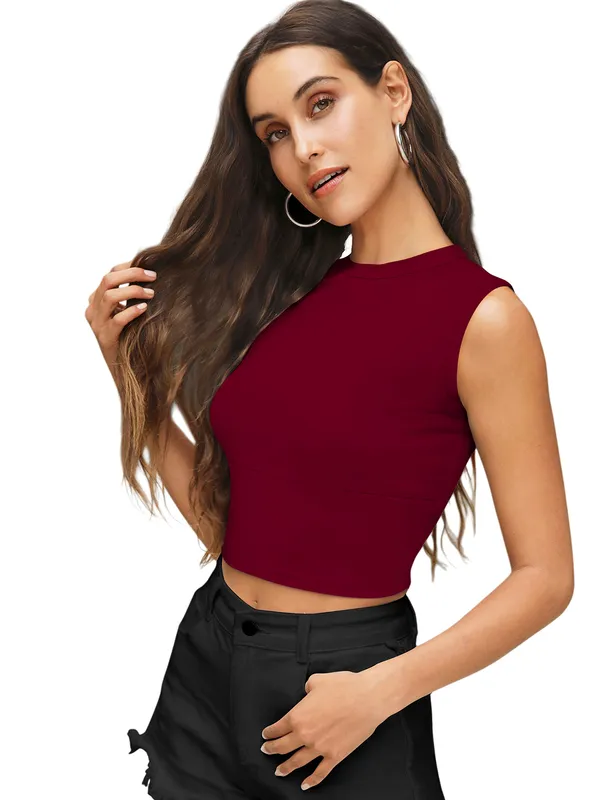 Maroon_Sweetheart_Neck_Blouson_Top_For_Women
