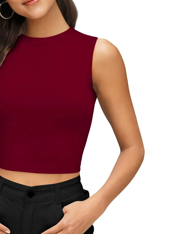 Maroon_Sweetheart_Neck_Blouson_Top_For_Women