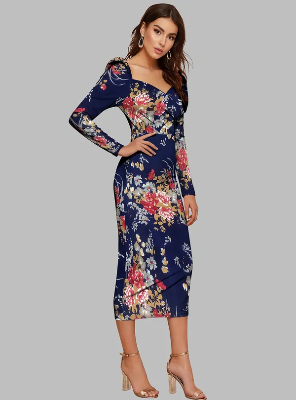 Blue_Floral_Printed_Sweetheart_Neck_Slim_Fit_Bodycon_Bodycon_Midi_Dress_For_Women
