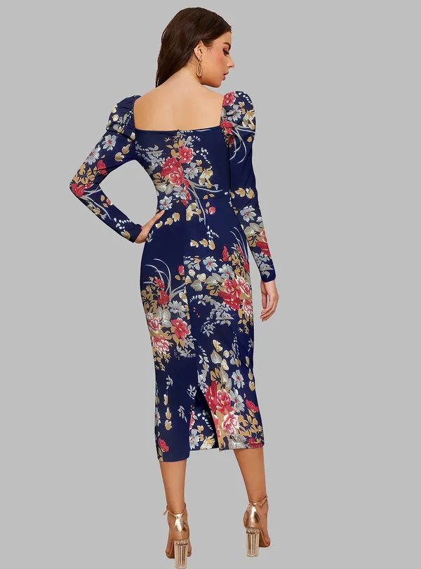 Blue_Floral_Printed_Sweetheart_Neck_Slim_Fit_Bodycon_Bodycon_Midi_Dress_For_Women