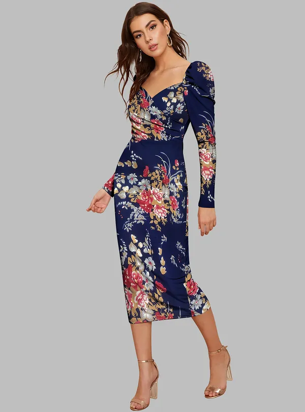 Blue_Floral_Printed_Sweetheart_Neck_Slim_Fit_Bodycon_Bodycon_Midi_Dress_For_Women