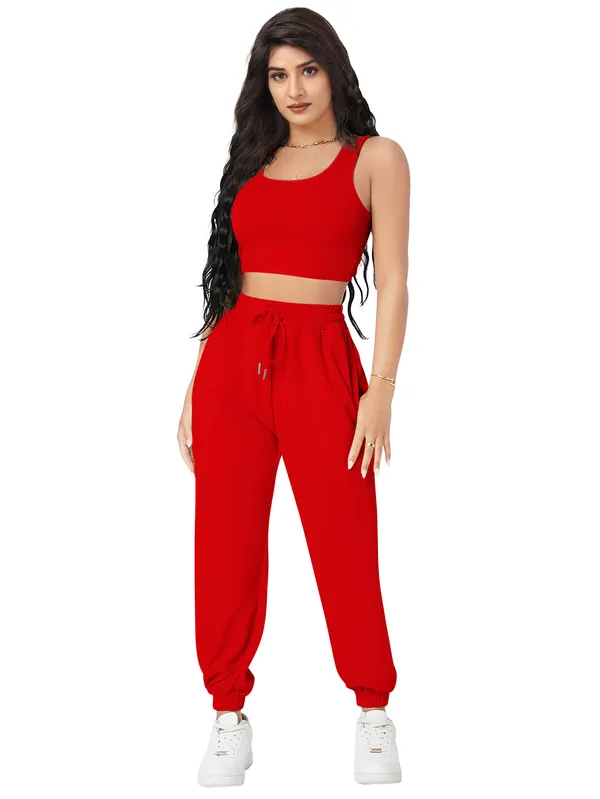 Red_Black_Round_Neck_Top_And_Joggers_Co-Ord_Set_For_Women