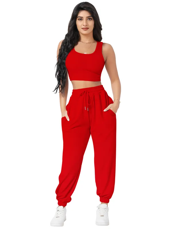 Red_Black_Round_Neck_Top_And_Joggers_Co-Ord_Set_For_Women
