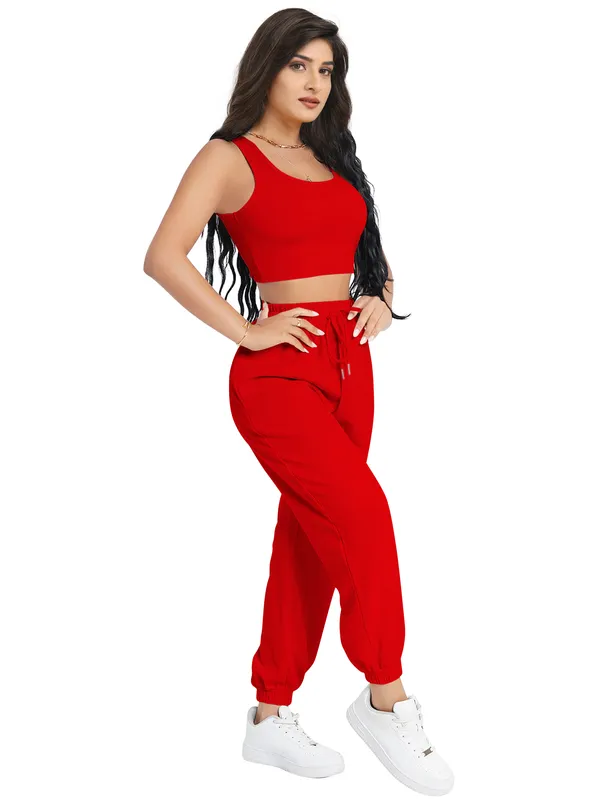Red_Black_Round_Neck_Top_And_Joggers_Co-Ord_Set_For_Women