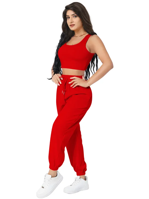 Red_Black_Round_Neck_Top_And_Joggers_Co-Ord_Set_For_Women