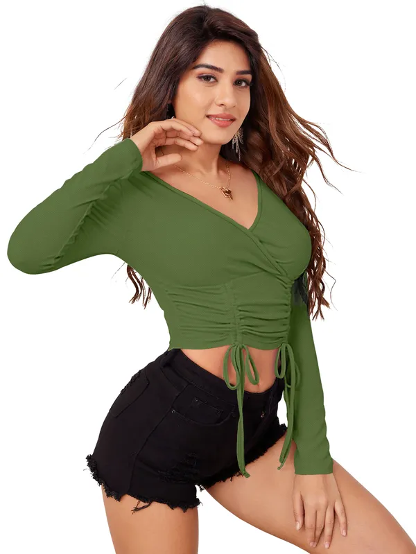 Mehndi_Smocked_Crepe_Wrap_Crop_Top_For_Women