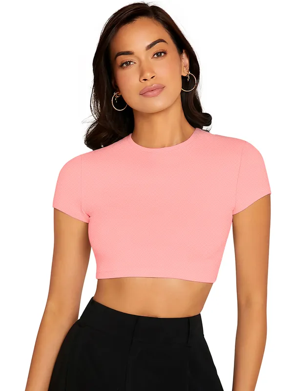 Peach_Cute_Summer_Scoop_Neck_Basic_Tees_Slim_Fit_Trendy_Short_Sleeve_T-Shirt_For_Women