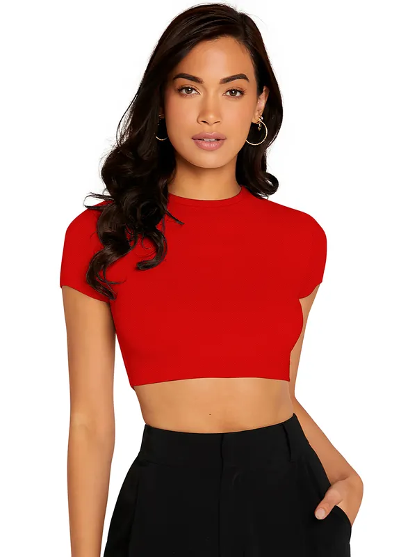 Red_Cute_Summer_Scoop_Neck_Basic_Tees_Slim_Fit_Trendy_Short_Sleeve_T-Shirt_For_Women