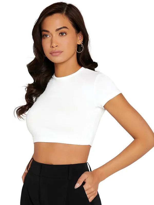 White_Cute_Summer_Scoop_Neck_Basic_Tees_Slim_Fit_Trendy_Short_Sleeve_T-Shirt_For_Women