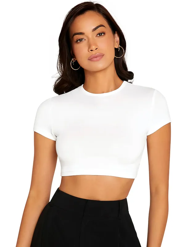 White_Cute_Summer_Scoop_Neck_Basic_Tees_Slim_Fit_Trendy_Short_Sleeve_T-Shirt_For_Women