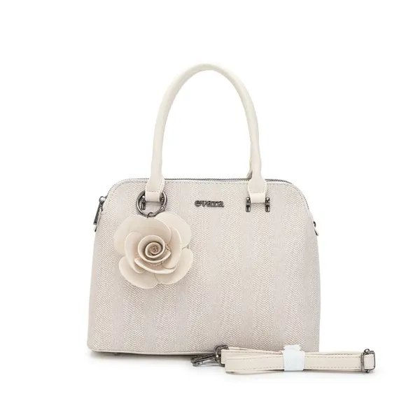 Cream_Textured_Dome_Satchel_Handbag_with_Floral_Charm