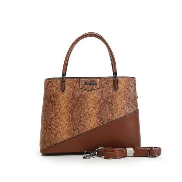 Brown_Snake_Print_Two-Tone_Structured_Handbag_With_Detachable_Strap
