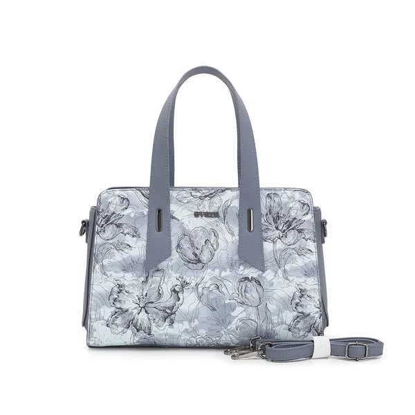 Grey_Floral_Print_Structured_Handbag_with_Detachable_Strap