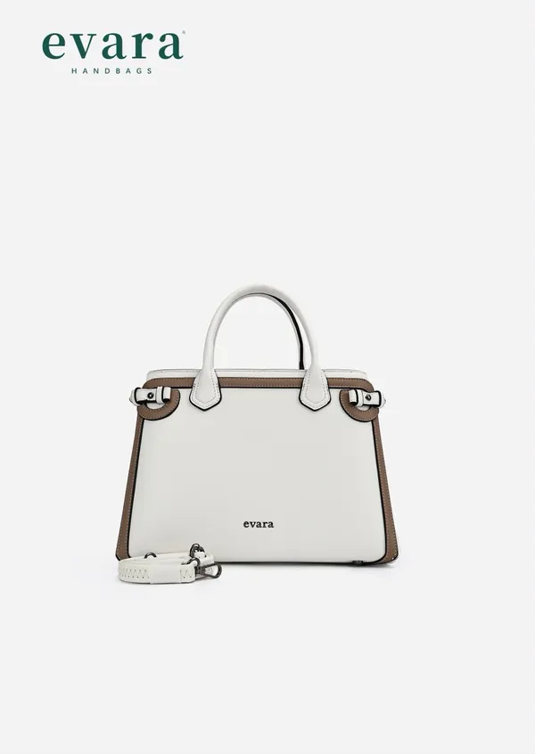 Evara_White_Brown_Contrast_Trim_Structured_Handbag_with_Detachable_Strap
