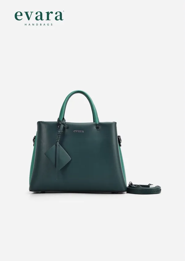 Green_Vegan_Leather_Structured_Tote_Bag_with_Detachable_Strap