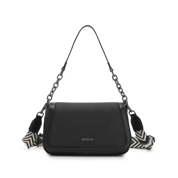 Black_Textured_Flap_Shoulder_Bag_with_Chain_and_Chevron_Strap