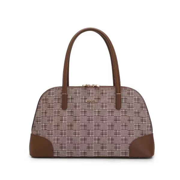 Brown_Textured_Dome_Satchel_Handbag_for_Women
