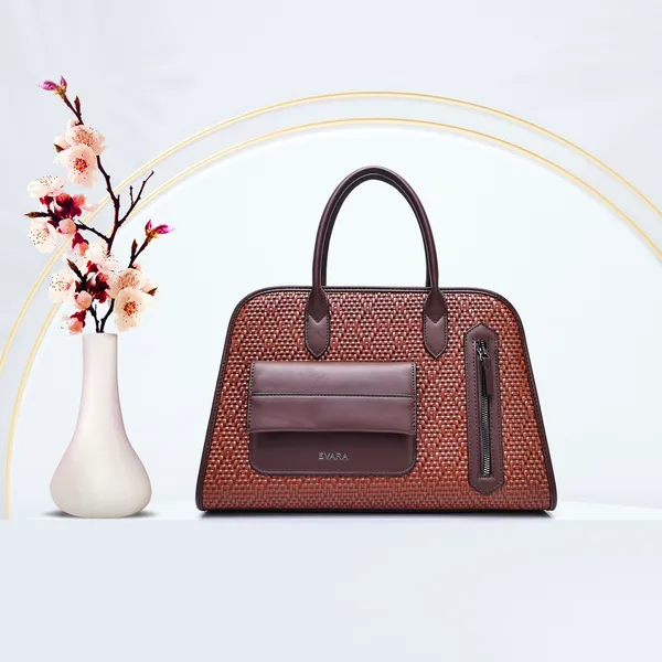 Brown_Textured_Woven_Structured_Dome_Handbag_for_Women