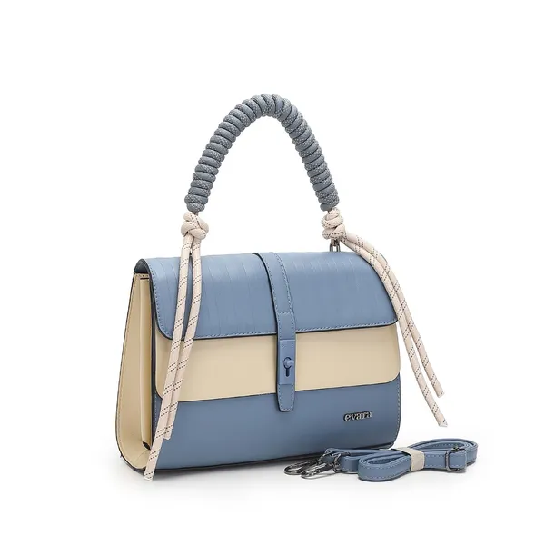 Blue_Beige_Faux_Leather_Structured_Satchel_Bag_for_Women