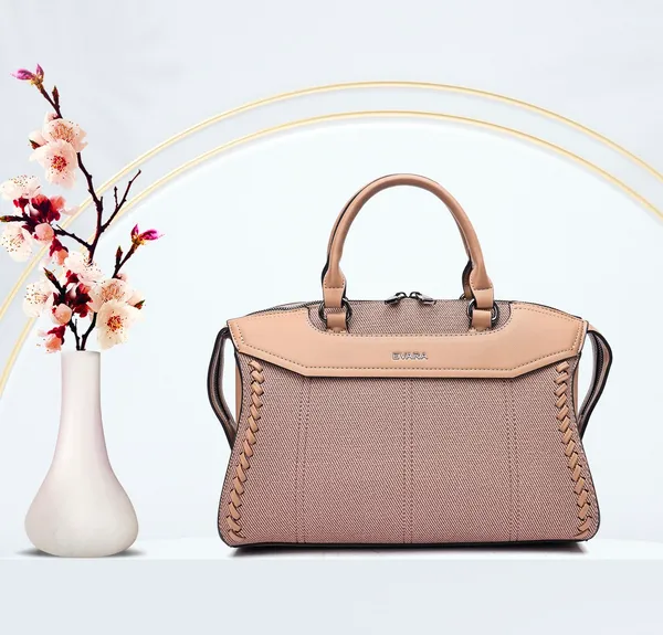 Pink_Textured_Satchel_Handbag_with_Braided_Detail