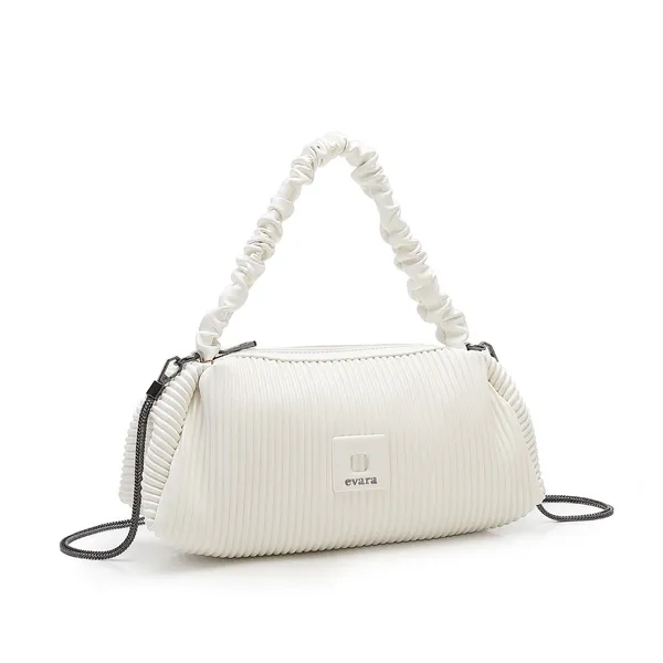White_Pleated_Ruched_Handle_Shoulder_Bag_for_Women
