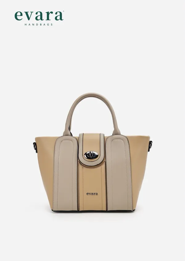 Evara_Beige_Structured_Tote_Handbag_with_Turn_Lock_Closure