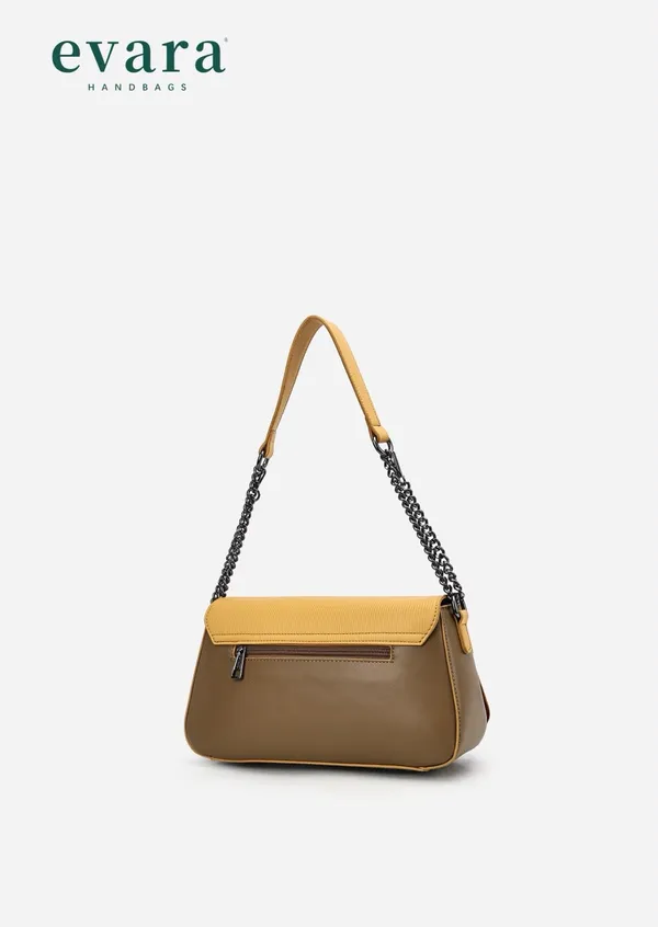 Evara_Yellow_Tan_Two-Tone_Chain_Strap_Shoulder_Bag