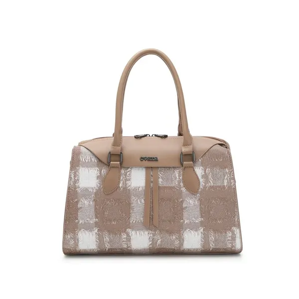 Beige_Checkered_Pattern_Structured_Handbag_for_Women