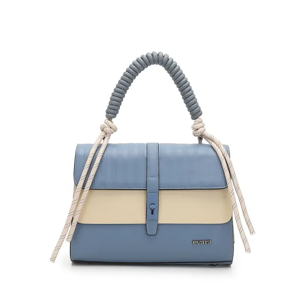 Blue_Beige_Faux_Leather_Structured_Satchel_Bag_for_Women