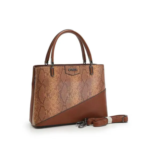 Brown_Snake_Print_Two-Tone_Structured_Handbag_With_Detachable_Strap