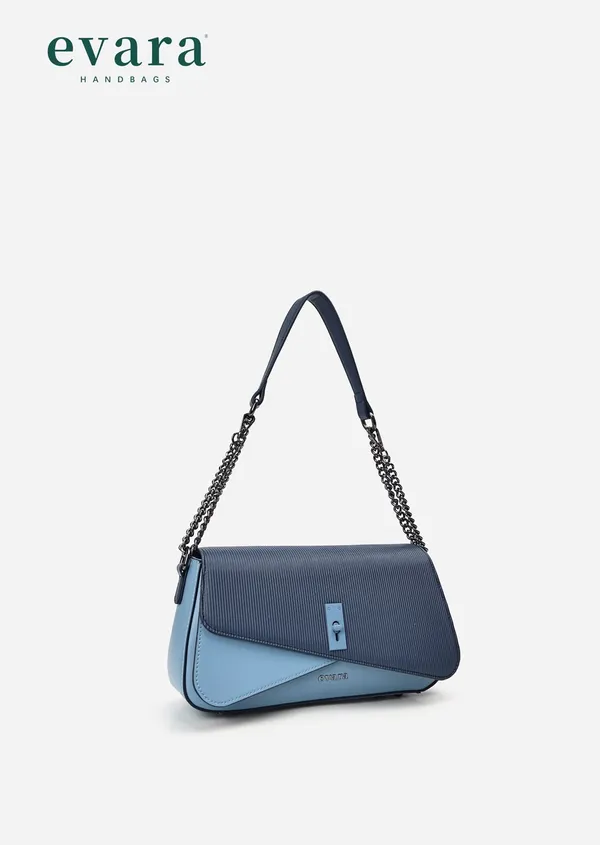 Evara_Blue_Textured_Flap_Shoulder_Bag_with_Chain_Strap