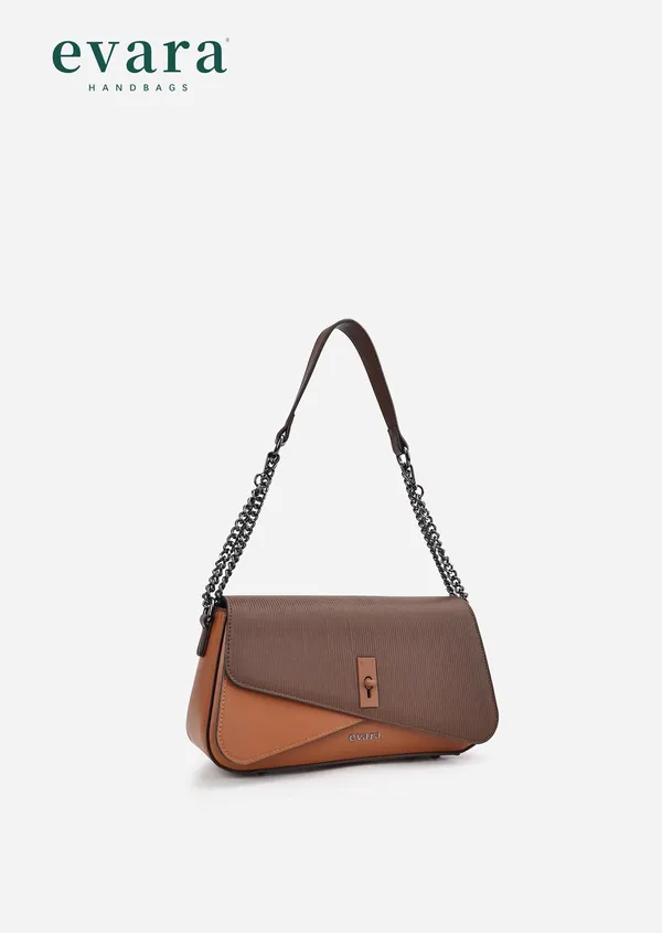 Brown_Textured_Leather_Flap_Shoulder_Bag_with_Chain_Strap