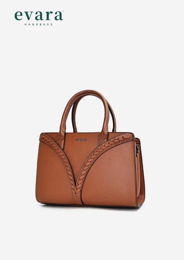 Tan_Leather_Braided_Detail_Structured_Handbag_for_Women