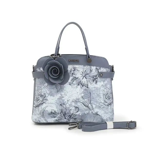 Grey_Floral_Print_Satchel_Bag_with_Detachable_Strap