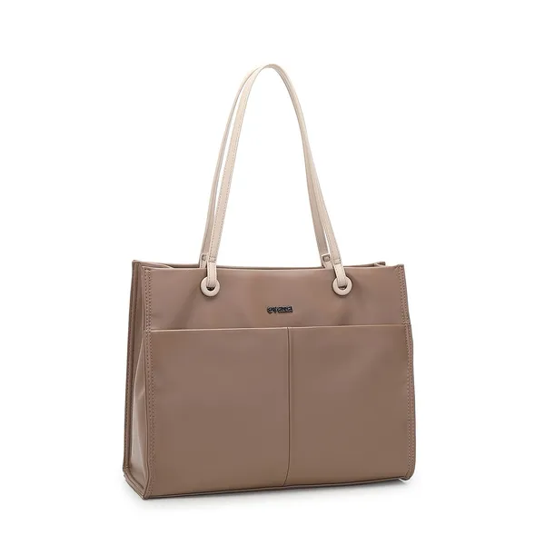 Taupe_Synthetic_Leather_Structured_Tote_Bag_for_Women