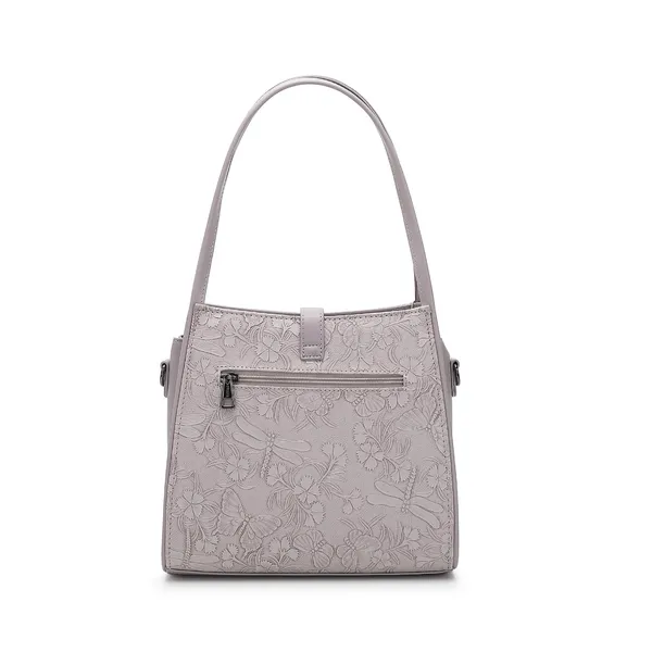 Grey_Embossed_Floral_Pattern_Shoulder_Handbag_with_Detachable_Strap