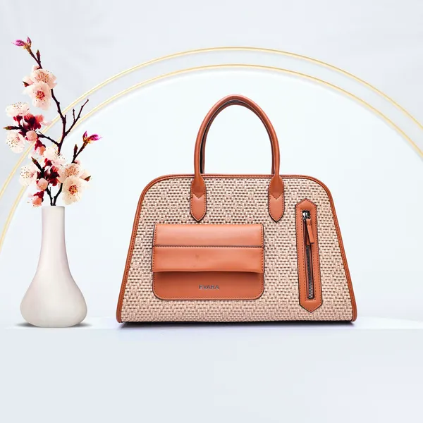 Beige_Woven_Structured_Handbag_with_Brown_Leather_Trim