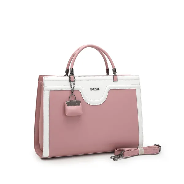 Pink_White_Two-Tone_Structured_Handbag_With_Detachable_Strap