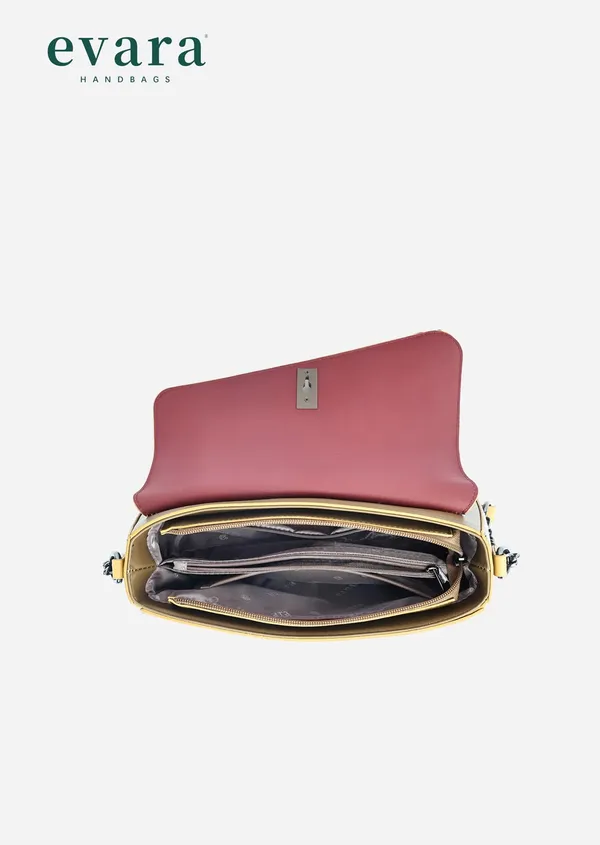 Evara_Yellow_Tan_Two-Tone_Chain_Strap_Shoulder_Bag