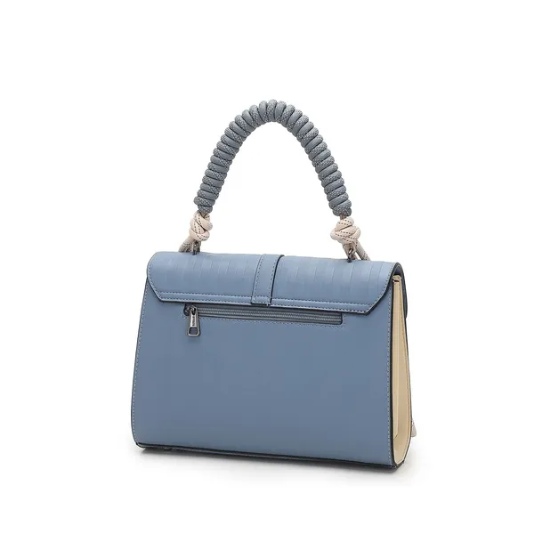 Blue_Beige_Faux_Leather_Structured_Satchel_Bag_for_Women