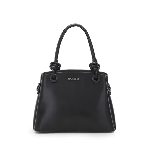 Black_Faux_Leather_Structured_Handbag_with_Knotted_Handles