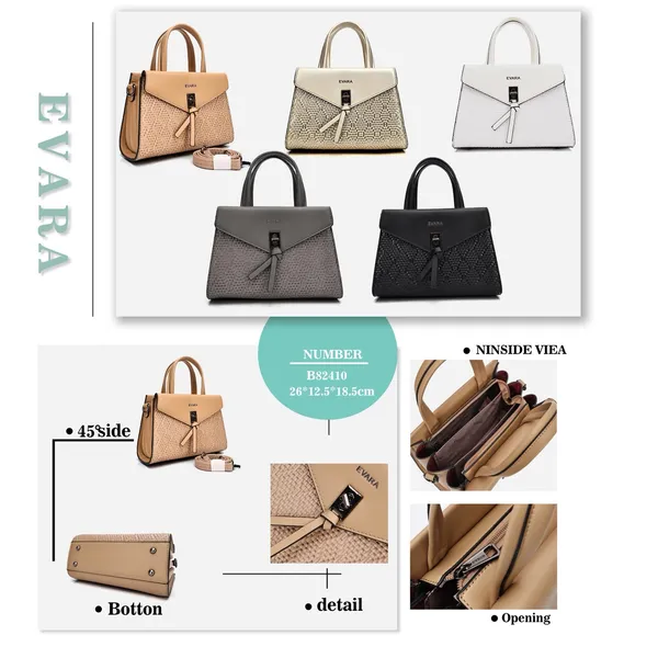 Tan_Woven_Textured_Satchel_Handbag_with_Detachable_Strap